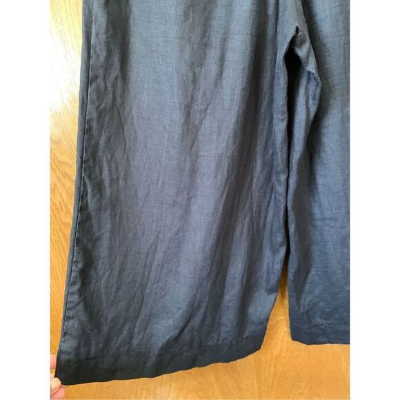 Rene Derhy Cropped Wide‎ Leg Linen Culottes Black Size M - Picture 9 of 12